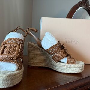 New In Box Alexandre Birman Tan Woven Espadrille Wedges